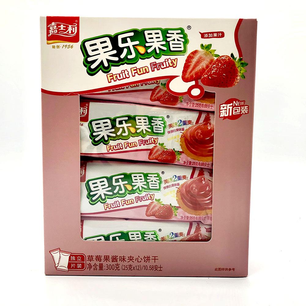 嘉士利果樂果香草莓味果醬夾心餅/300g*12