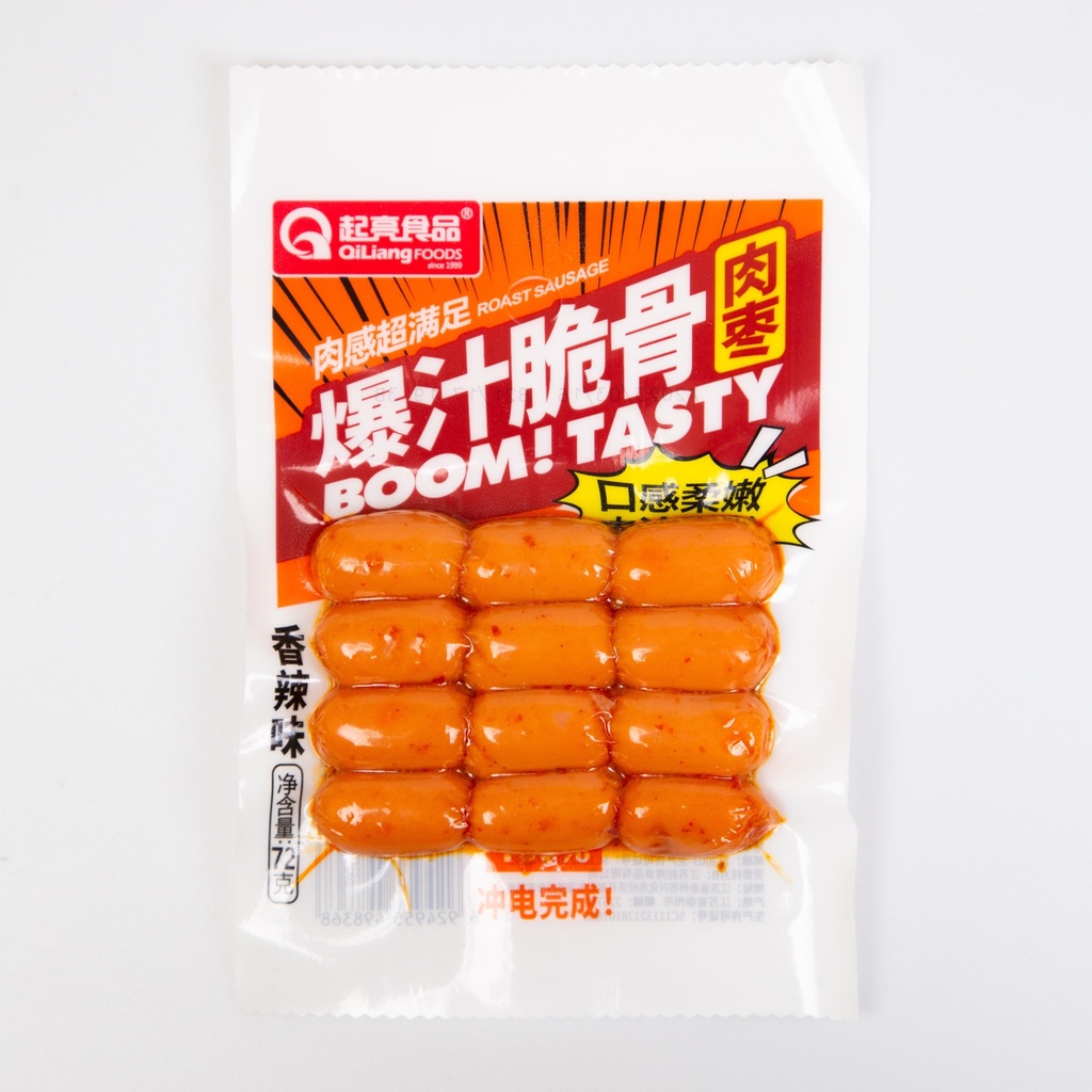 起亮爆汁脆骨肉枣肠香辣味72g*80/复原多汁脆香香肠（香辣味）