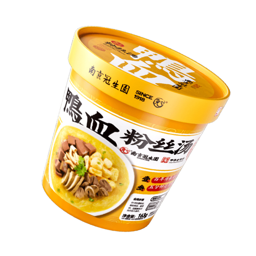 [6938202206750] Nanjing Guanshengyuan Duck Blood Vermicelli Bucket (Golden Broth Flavour) 163g*12/Instant noodles
