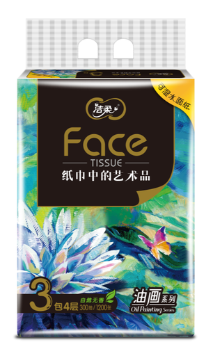 [6914068018188] Jierou paper tissues (Face oil painting soft pull) 100 sheets 4-ply/Facial tissue 3 packs*16