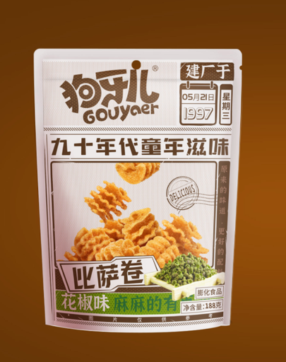 [6938803995046] 狗牙兒比薩卷-爽麻花椒味188g *30/炸麵團