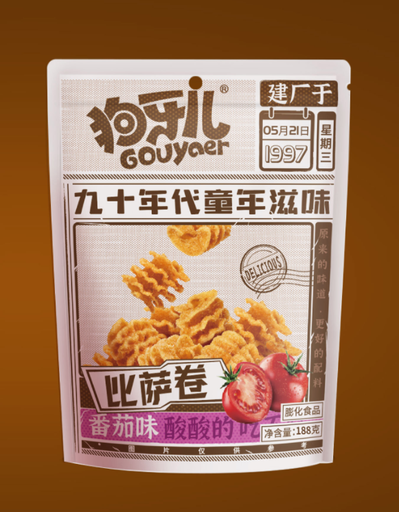 [6938803994773] 番茄口味狗牙兒比薩卷188g *30/炸麵糰